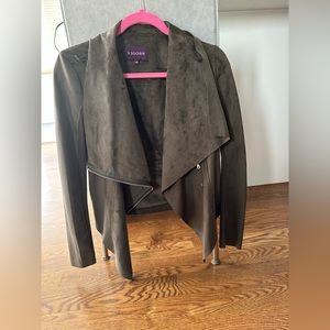 Vigoss forest green faux suede drape jacket